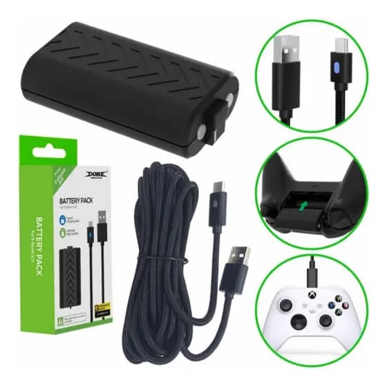Kit Bateria + Cabo Carregador Tipo C 3 Metros Xbox Series S