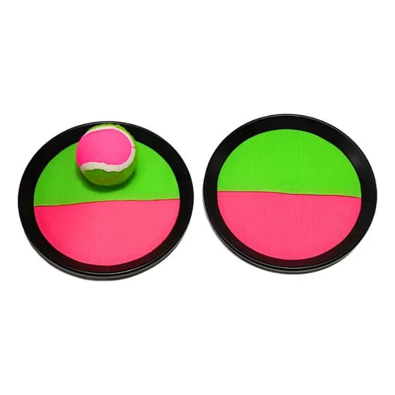 Kit 2 Raquete Velcro Bola Tênis Esporte Infantil Bateu Colou Verde