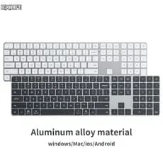 IFXLIFE Teclado Sem Fio Bluetooth Recarregável Quadro De Metal Fino Tamanho Completo Teclas Numéricas De Escritório Wind