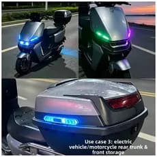 Faixa Anticolisão para Motocicleta e Veículo Elétrico, Luz de Advertência LED Solar, Luz de Sinalização Dinâmica Colorid