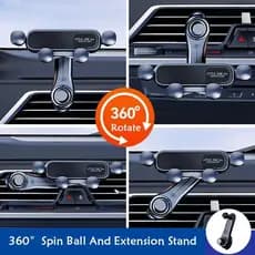 360 °     Suporte giratório para celular no carro, suporte para saída de ar do carro, suporte para celular na saída de a