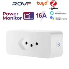 ROVF 16A Inteligente Zigbee Tomada De Energia Do Brasil Plugue Controle Sem Fio Com Adaptador Temporizador Elétrico Voz De Leite Alexa Inicial Google