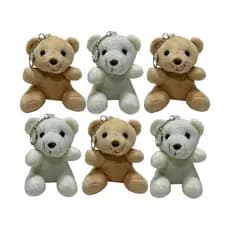 Kit 12 Chaveiros Ursinho de Pelúcia 10cm com Argola para Mochila Bolsa Lembrança Decoração Infantil Presente