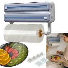Dispenser Suporte Cortador De Plástico Filme PVC 3 Em 1 Papel Toalha Compacto Top