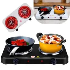 Fogão Elétrico 2 Bocas Portátil 2000w Mini Fogareiro Camping Cozinha Viagem 110v ou 220v Até 600º