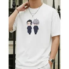 Camiseta Masculina Jujutusu Kaisen Anime Manga Chibi Gojo e Geto Várias Cores 100% Algodão Premium