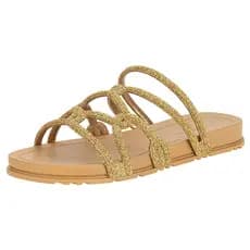 Sandália Tamanco Rasteirinha Grendha Flat Com Glitter Adulto Grendene Dourado