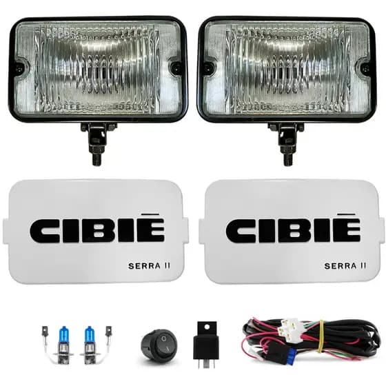 Kit Completo Farol Milha Capa Cibie Serra Ii 2 Auxiliar Opala Chevette Fusca Universal Chicote Botão
