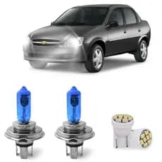 Kit Lâmpada Super Branca Chevrolet Classic H4 + Pingo Led