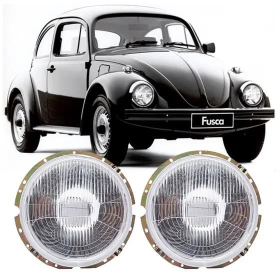 Par Farol Fusca Kombi 1974 a 1996 Lente De Vidro Carcaça De Ferro