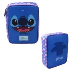 Estojo baú grande com divisória Stitch em tecido com ziper DAC