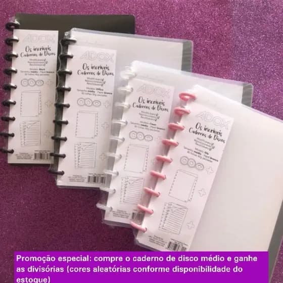Caderno de disco médio (tipo Caderno Inteligente) grátis abas divisórias