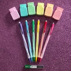 Lapiseira 0,7mm com borracha e grafite Wow Fun divertida kawaii colorida listras tipo Spiro