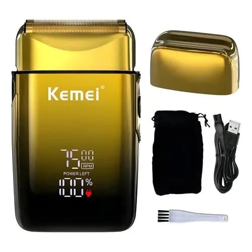Maquina De acabamento Kemei Tx-10 Barbear Shaver Sem Fio Barbeador Elétrico 5w Com Tela Led - Bivolt