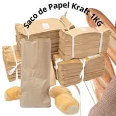 SACOS DE PAPEL KRAFT IDEAL PARA PAES LISO 1KG COM 100 UNIDADES RESISTENTE 9X26CM