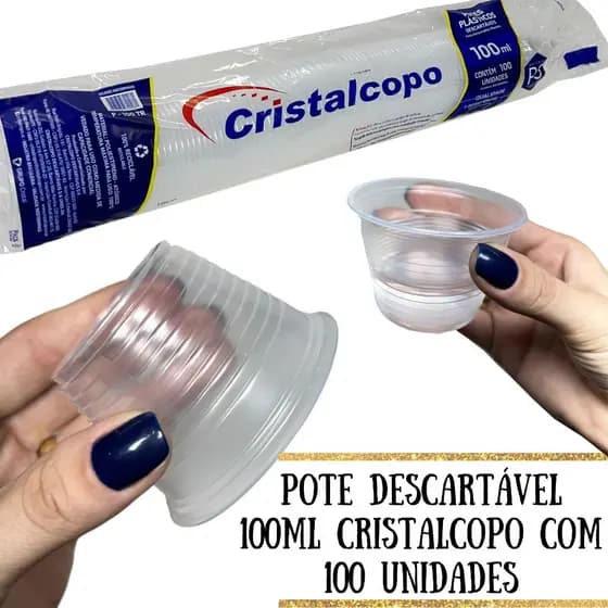 POTE COM TAMPA 100 ML PARA GELATINA,  DOCES, FRUTAS CRISTALCOPO 100 UN