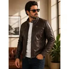 Jaqueta de Couro Bovino Legitimo Motoqueiro Masculino - Vintage Vibe