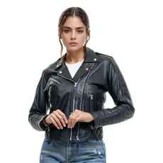 Jaqueta Feminina Couro Bovino Legítimo Rock Black Edition