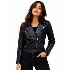 Jaqueta de Couro Legitimo Feminina Rock - Chiareli