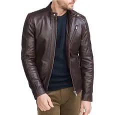 Jaqueta de Couro Slim Masculina Chiarelli - Couro Bovino Legítimo Preto e Marrom - Frete Grátis