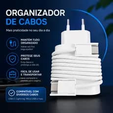 Organizador de cabos USB-C Organizador Compacto para Cabos USB, Tipo-C e Fone Leve e Prático