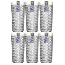 Kit 06 Copo Diamante 500ml Acrílico Crystal Luxo Transparente  - Niquelart