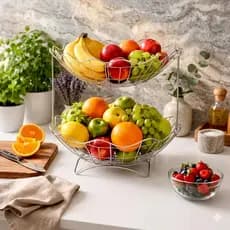 Fruteira De Mesa Cromada Dupla Copacabana