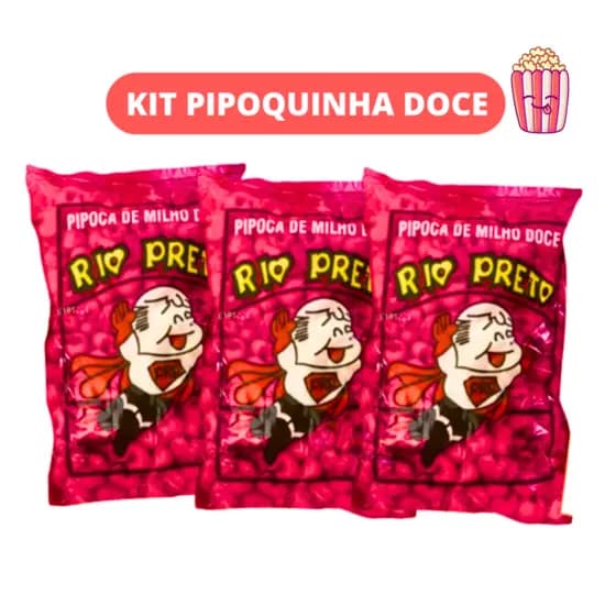 Pipoca Doce Rio Preto Kit com 20 Unidades de 20g Festas Aniversario