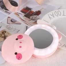 Criativo led night light espelho de maquiagem usb ventilador exigível mini novidade beleza espelho