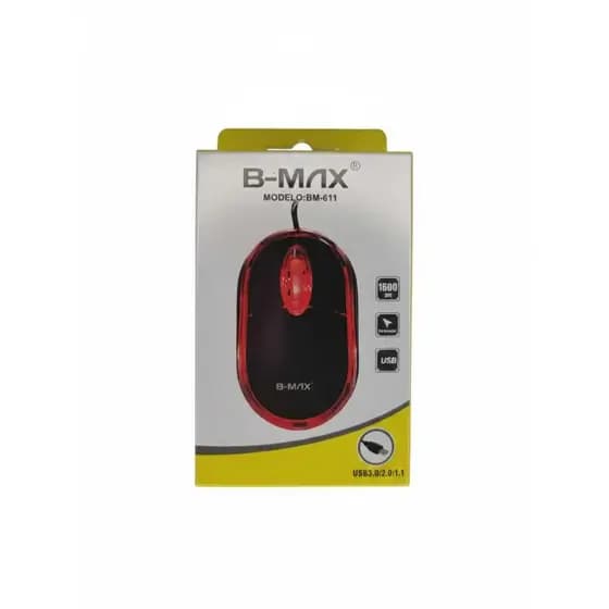Mouse Óptico com Fio Bmax BM-611 | 1600 DPI | Preto | Conectividade Instantânea e Precisão
