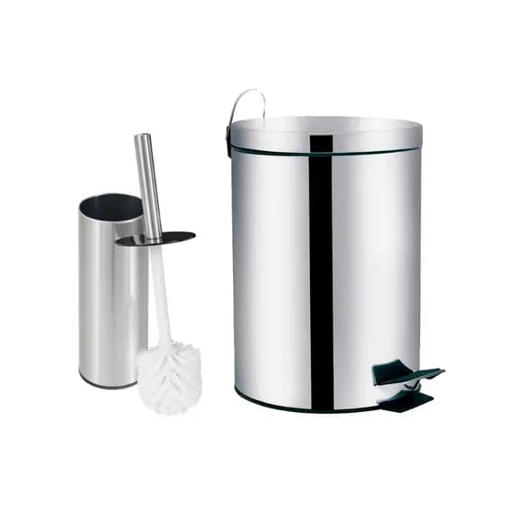 Lixeira 5L Escova Sanitária P/ Banheiro Luxo Chique Premium Inox Durável
