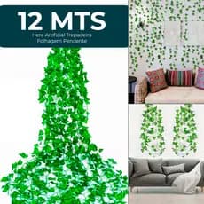 12 Metros Hera Verde Planta Artificial Trepadeira Ramas Folhagem Pendente
