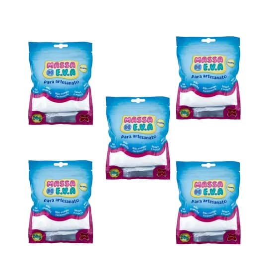 Kit 5 UND Massa de EVA Branca 50G Artesanato Modelar Make+