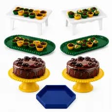 Kit Mesa Decorada Tema Brasil Futebol com Mesinhas Boleiras e Bandejas para Festa