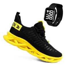 Kit tenis masculino confortável leve macio esportes corrida academia treino passeio + relogio digital