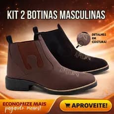 Kit 2 Botinas Masculinas Country Fazendeiro Cano Curto Agro Elástico Lateral Confortavel Macio