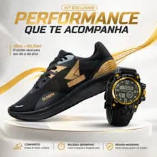 Kit tênis masculino tiger confortavel academia treino relógio digital esportivo versátil