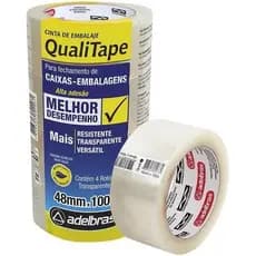 Fita Para Empacotamento, Adelbras, Qualitape, 48Mmx100M, Transparente, Pacote Com 4 Unidades