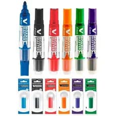 kit com 6 Marcadores Para Quadro Branco WBMA Pilot   6 Cores e Refis 6 Cores - PILOT