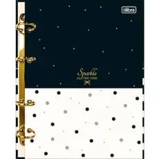 Tilibra - Caderno Argolado Cartonado Colegial West Village 80 Folhas - Estampado Metade Preto Metade Branco