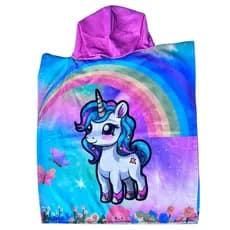 Toalha Poncho Infantil para Praia Piscina Roupão com Capuz