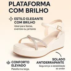 Plataforma Feminina Papete Sandalia Elegante Salto Casual Macia Leve   ABC