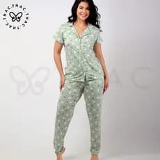 Pijama longo suede blogueirinha amamentação confortavél - Ref:105