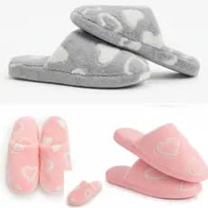 Pantufa Chinelo Feminino Casual Hotel  Quarto Inverno coração Peluciada