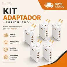 Adaptador Tomada Universal Articulado Dobravel 10A 3 entradas branco ou preto