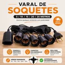 Varal de Luzes Iluminação Externa Decorativa 5/10/15/20/25 metros fio paralelo 2x0,75mm Bivolt