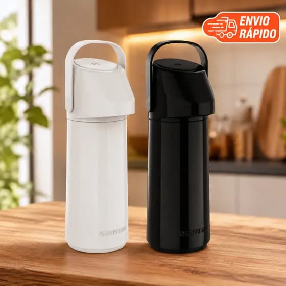 Garrafa Térmica Café água Terere chimarrão Rubi 1L Soprano Bomba de Pressão Ampola de Vidro Não Pinga