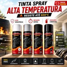 Tinta Spray Alta Temperatura 600°C Branco Preto Fosco Brilhante Alumínio 350ml