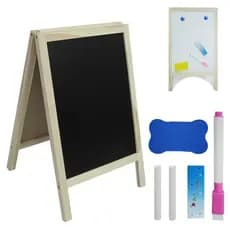 Quadro/Lousa Branca/Negro De Madeira Magnetica Com 2 Imas+2 Giz + Caneta E Apagador