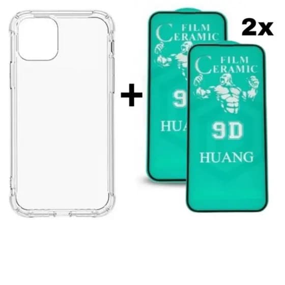 Kit 3em1 Capa Space + 2X Película Cerâmica iPhone X XS XS Max 11 12 13 14 15 16 Pro Max | Conecta Tech